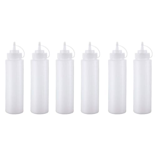 Tradineur - Pack de 6 Botellas de plástico rellenables para Servir Salsas, dispensador de aliño Reutilizable, Ketchup, Mostaza, Aceite, Fabricado en España - 1 litro Tradineur - Pack de 6 Botellas de plástico rellenables para Servir Salsas, dispensador de aliño Reutilizable, Ketchup, Mostaza, Aceite, Fabricado en España - 1 litro
