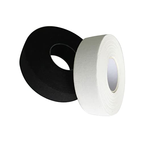 Happyyami 2 Pack 25m Hockey Stick Tape Sports Tape Hockey Stick Wrapper White Black Cotton Hockey Stick Tape Full Adhesive Back