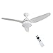 Wonderlamp - Ventilatore da soffitto bianco, motore DC silenzioso, luce LED e altoparlante Bluetooth Tijo