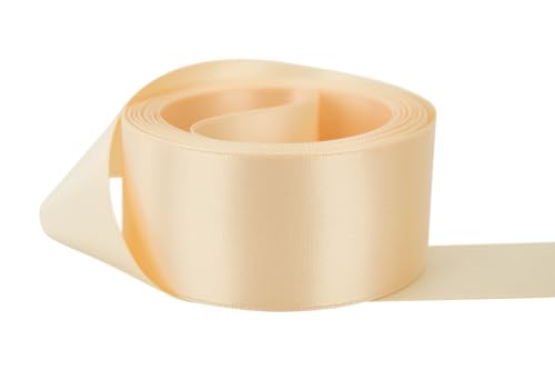 Image of Ribbon Bazaar Double Faced Satin - Premium Gloss Finish - 100% Polyester Ribbon for Gift Wrapping, Crafts, Scrapbooking, Hair Bow, Decorating & More - 3 /8 inch Nude 50yd Spool