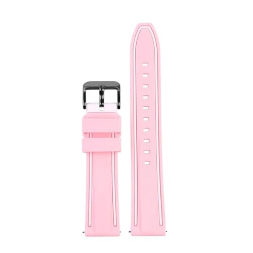 Silicone Sport Strap Compatible With Omega X Compatible With Swatch Moonswatch Quick Release Watch Band(Pink white black)