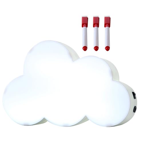 Kichvoe Lámpara LED de Noche Forma de Nube, Luz de Escritura a Mano Diy, Luz Decorativa para Guardería, Batería Doble, Incluye 3 Rotuladores, Lámpara Portátil para Color Color Aleatorio