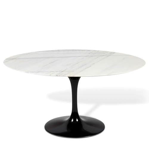 Mesa Saarinen Tulipa Oval Espirito Santo 198x122cm Branco/Preto