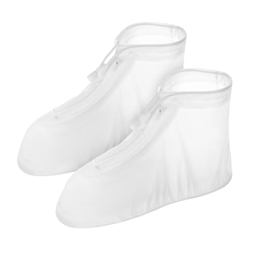 HAWILLOSCH 1 Pair Rainproof Overshoes Pvc White Adults Rain Shoe Covers Reusable Shoes Protector Shoe Covers For Rain