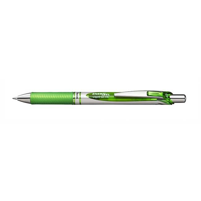 Bolígrafo retractil Pentel EnerGel RTX tinta verde lima, pack 12 miniatura 2