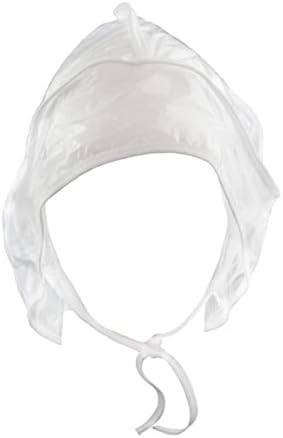 Waterproof Plastic Foldable Travel Rain Bonnet Hat with Ties One Size, 2 Pack White