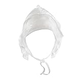 Waterproof Plastic Foldable Travel Rain Bonnet Hat with Ties One Size, 2 Pack White