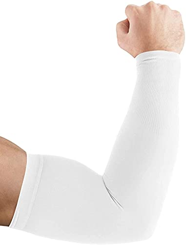 Ruiuzi Protection UV Sun Sport de Refroidissement Manches Bras de Protection de la Peau pour Le Cyclisme, Golf, Tennis, Randonnée et Activités en extérieur (Blanc No Doigt) Cover