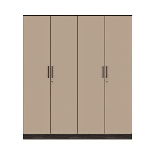 Image of Wakefit Wardrobe | 1 Year Warranty | Engineered Wood Almirah, Cupboard for Clothes Storage | 4 Door, 4 Shelves, 2 Drawers, 2 Trays, 2 Hanging Space | Cashmere Plus - Wyoming Maple-Frappe