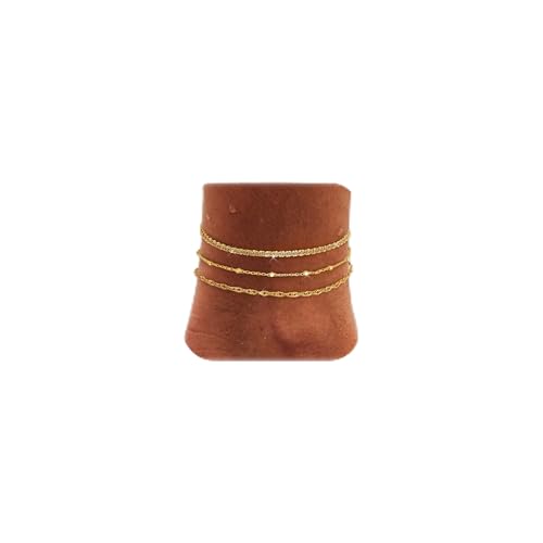 Image of LOYALLOOK Ankle Bracelets for Women Waterproof, 14K Gold Plated Cuban Figaro Link Chain Beaded Anklets Set, Dainty Layered Anklets for Women Non Tarnish Summer Beach Foot Jewelry Adjustable Size