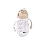 Beaba Straw Sippy Cup, Toddler Baby Straw Cup with Removable Handles, Leak and Spill Proof, BPA Phthalate Free, 8+ months, 10 oz, (Oat)