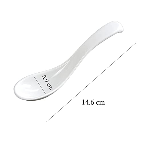 6 Pcs Soup Spoon Set Imitation Porcelain Egg Spoons White Imitation Porcelain Spoon for Soft-Boiled Eggs Coffee Tea Desserts for Home Kitchen or Restaurant