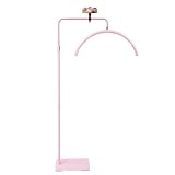 Half Moon Light - LED Floor Lamp for Lash and Eyelash Extensions, Tattoos, Estheticians, Office, Living Room, Working, and Reading - Cool/Warm Light, Adjustable Height & Angle, with Phone Holder（Pink）