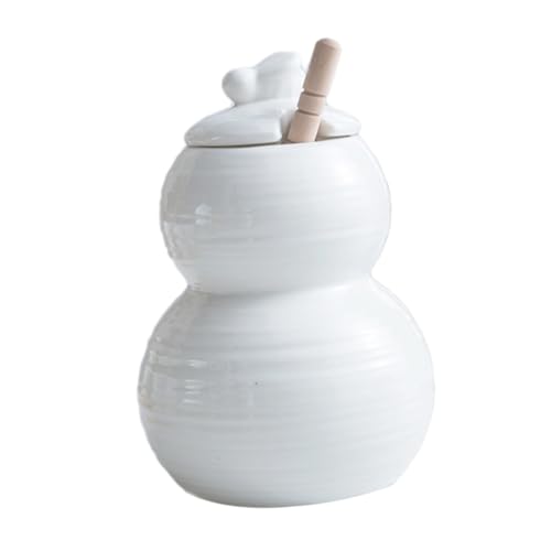LIGIGWASH Dispensador de Miel Cerámico de Madera Tarro Compacto para Cocina Tapa Hermética para Conservar Práctico para Almacenar y Dispensar Miel