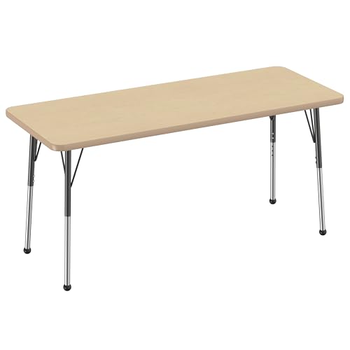 FDP 24" x 60" Rectangle Table with Ball Glide Legs - Maple/Maple/Black