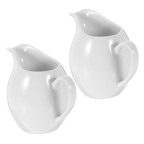 Garneck 2-piece Ceramic Milk Pitcher Set 330ml Latte Creamers for Coffee Smooth Spout Design Non-slip Base Dishwasher Safe