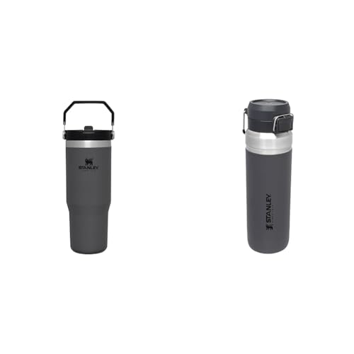 Stanley IceFlow Flip Straw Botella Agua con Pajita 0.89L - Conserva el Frío 12 Horas - Antifugas & Quick Flip Botella Agua Acero Inoxidable 1.06L - Cantimplora Mantiene Frío 18 Horas