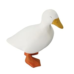 Hand Carved White Cartoon Duck Wooden Sculpture – Eco-Friendly Basswood Art Figurine, Home Office Decor Gift Collectible