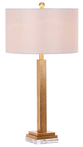 SAFAVIEH Lighting Collection Perri Farmhouse Gold/ Crystal Base 30-inch Bedroom Living Room Home Office Desk Nightstand Table Lamp Set of 2 (LED Bulbs Included)