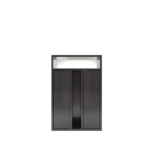 Image of DF2H Bedside Table | 1 Year Warranty | Contemporary & Slim Bedside Table, Ren, Side Table Nightstand Wenge Colour (Melamine Finish)