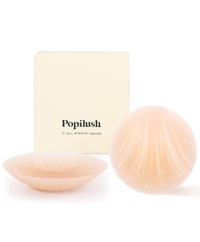 Popilush Nipple Covers for Women Sticky Bra Silicone Adhesive - Breathable Invisible Reusable for Wedding, Backless Dresses