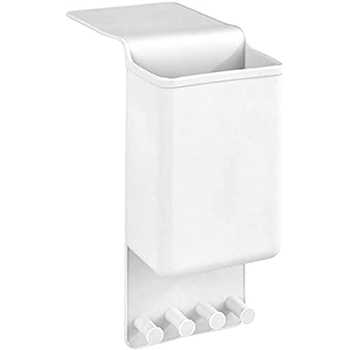 WENKO Porte fer à lisser Ampio, blanc - Console murale pour fer à lisser, fixer sans percer de trous, Silicone, 10 x 36.5 x 6.5 cm, Blanc