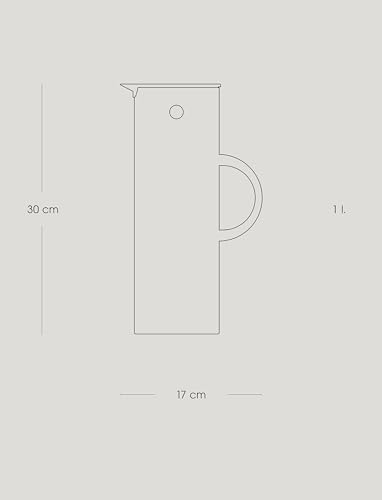 Stelton Isolierkanne EM77 - Doppelwandige Isolierkanne für heiße/kalte Getränke - Tee- & Kaffeekanne mit Glaseinsatz, Magnetverschluss, Schraubdeckel, Vintage-Design - 1 Liter, Soft Black