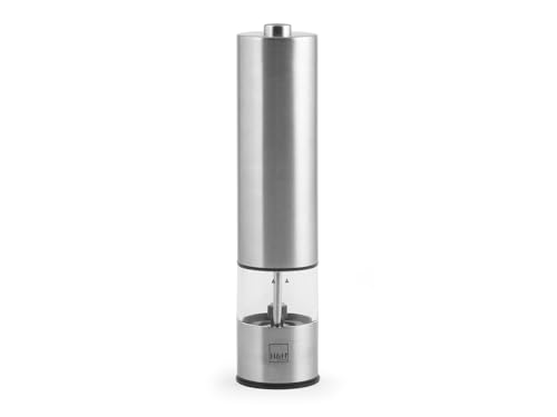 H&H Macinapepe/Macinasale Elettrico In Acciaio Inox | Macina In Ceramica Con Luce Led Integrata | Regolazione Finezza | Funziona Con 4 Batterie Aa (No