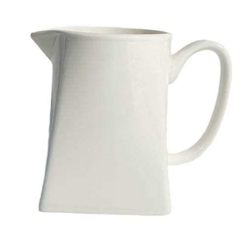 Ciieeo Elegant White Ceramic Milk Jug 230ml Tea Coffee Mini Pitcher Pointed Spout Nonslip Base
