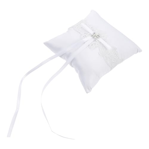 Almohada de compromiso de encaje PRETYZOOM porta alianzas 2