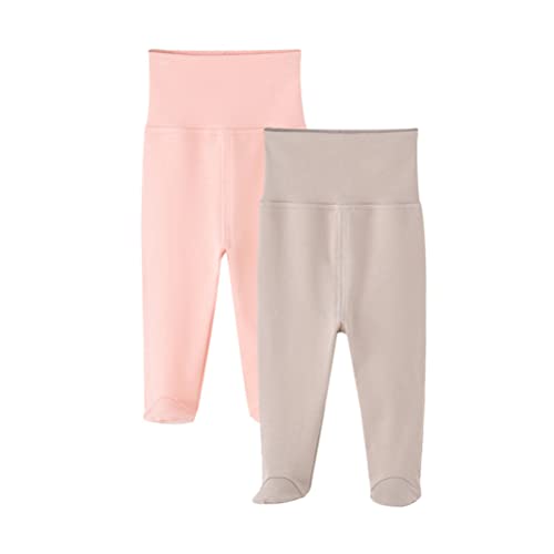 Newborn Baby Soft Cotton High Waist Footed Pants