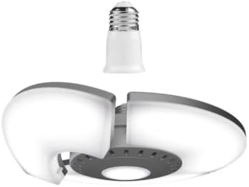 The Enbrighten Adjustable LED Utility Light with its screw-in base and two adjustable light panels.