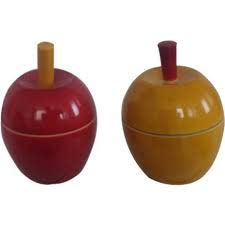 Yamkay Wooden Apple Shape Sindoor Kumkum Shringar Box Small Kum Kum Boxes Pack of 1 Color May Vary