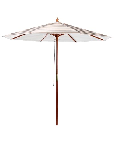 Beliani Runder Sonnenschirm mit Zebra-Streifen in Beige/Weiß ⌀ 245 cm Modern Ferentillo