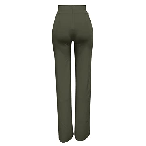 Kostuumbroek, zwarte werkbroek voor vrouwen, solide stretch, hoge taille, ritssluiting, rechte broek, hoge taille, met zakbroek, duur breed - Afbeelding 4
