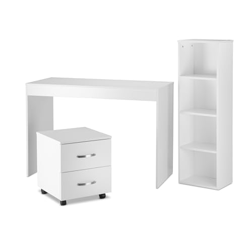 Catálogo de Home Depot Escritorios comprados en linea. 44 Kingshouse Set de Escritorio con Librero de Entrepaños y Archivero Blanco con Cajones de Madera, para Organizar Documentos, Libros y Accesorios. Estilo Moderno para Recámara...