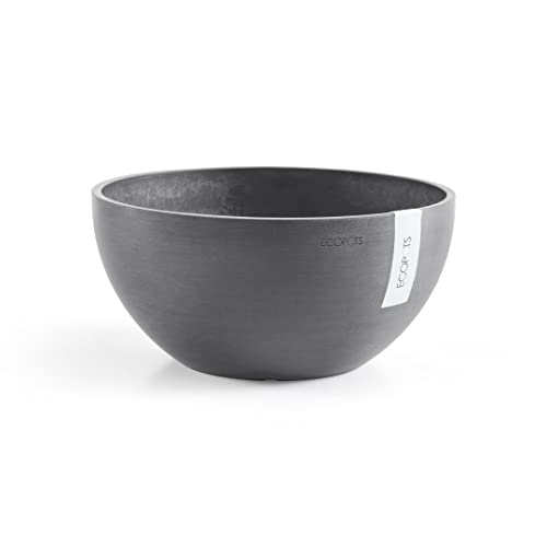 Ecopots Pflanzschale Blumentopf Brüssel Grau - Durchmesser Ø 30 cm rund groß - Pflanzentopf aus Recycling Kunststoff - Übertopf modern für Indoor und Outdoor