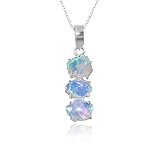 GEMKORA A++ Ethiopian Opal Pendant Necklace, Natural Raw Crystals, Rough Gemstone, Dainty Prong Setting, Energy Healing Stone, Birthstone, Gift for Women Jewelry 18 inch (1pcs only)