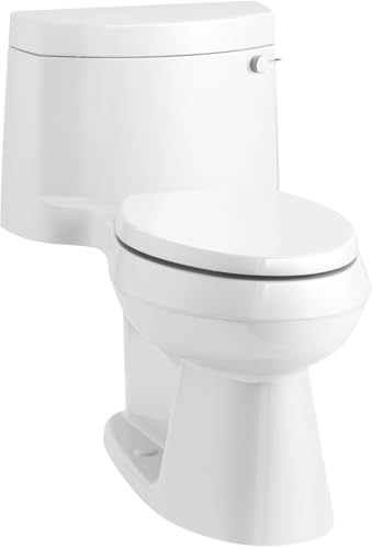 KOHLER K 3619 RA 0 Cimarron Comfort Height One Piece Elongated 128 GPF Toilet with AquaPiston Flush Technology Concealed Trapway and Right Hand Trip Lever White