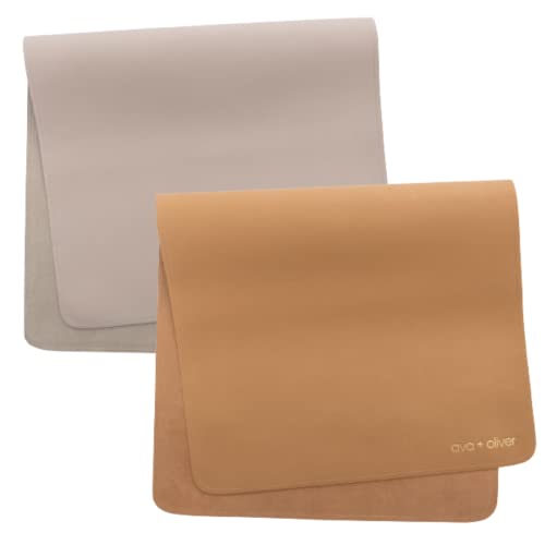Image of ava + oliver Vegan Leather Baby Changing Mat Bundle | Tan and Grey