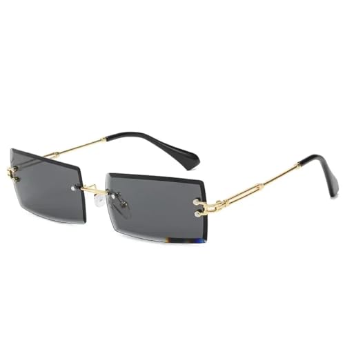 Lunettes de soleil rectangulaires sans monture verres dégradés petites nuances rétro