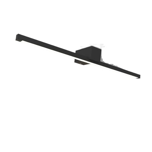 Aplique de pared inalámbrico, Lámparas de pared con luces LED for espejo de baño, impermeables, negras, planas, modernas, for interior y maquillaje para dormitorio(Black,Three-color light,80cm14w)