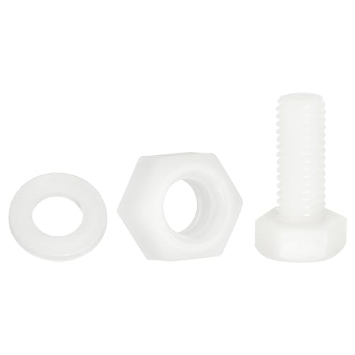 Boulons hexagonaux en nylon M8 durables sourcing map pour isolation blanche