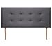 DHOME Tête de lit capitonnée jusqu'au sol en tissu Aqualine et similicuir 145 x 115 cm (pour lit de 120/135/140 cm) avec pieds Similicuir gris cendré