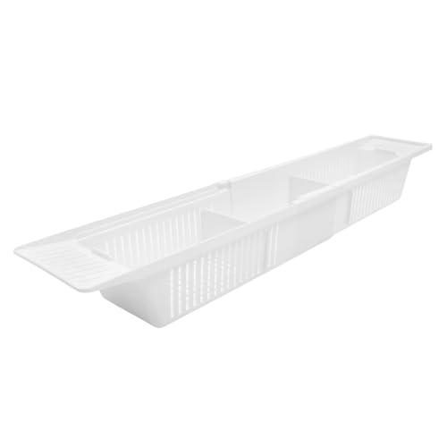 Cabilock 1Pc Creative Stretchable Bathtub Rack Holder Sundries Storage Stand Retractable Design for Bathtubs Easy Access for Soap Towel and White