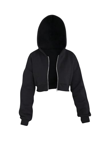 GORGLITTER Damen Crop Hoodie Sweatshirt Sweatjacke Kapuzenpullover Kurz...