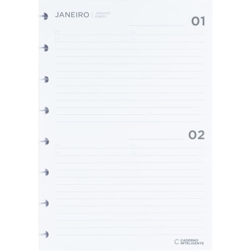 Refil para Agenda Inteligente, A5, 155 X 22 mm, 97 folhas, Caderno Inteligente