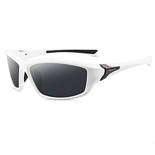 YUELUQU Polarisierte Sportbrille Sonnenbrille für Herren Damen Fahrerbrille Radsportbrillen Skifahren Autofahren Fischen Laufen Wandern UV400 Schutz (Weiß)