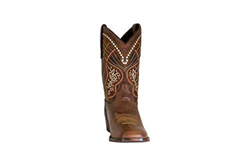 TuffRider Youth Yukon Tricolor Leather Embroidered Square Toe Western Boots3