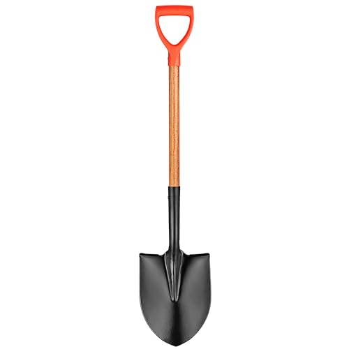 LA ZINNIA 41' Round Shovel, Garden Tool with D-Handle, Shovel for Digging, Wooden Handel Garden Shovel,Beach Shovel, Car Snow Shovel